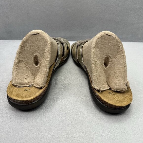 Naot Liv Womens Size 7 Sandals Radiant Gold Leather Flats Slide Cork Footbed - Picture 4 of 8